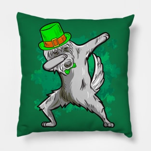 St Patricks Day Dabbing Irish Wolfhound Pillow