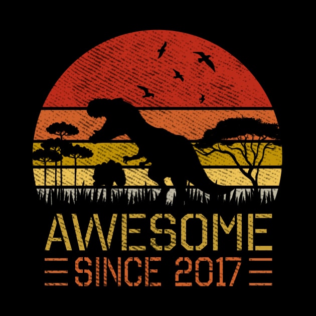 Dinosaur Birthday Boy Shirt Gift Awesome Since 2017 by sufian