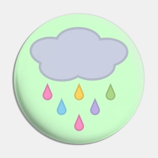 Raining Rainbow Raindrop Rain Cloud in Green Pin