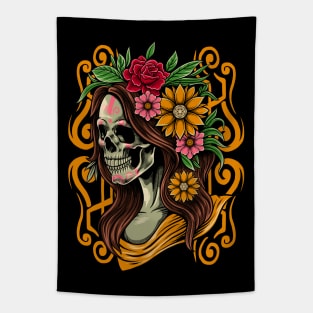 Dia De Los Muertos Lady Skull Tapestry