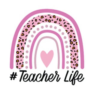 Leopard Rainbow Teacher Life T-Shirt