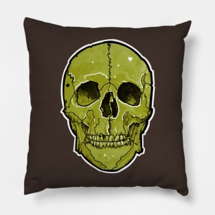 green human skull Pillow