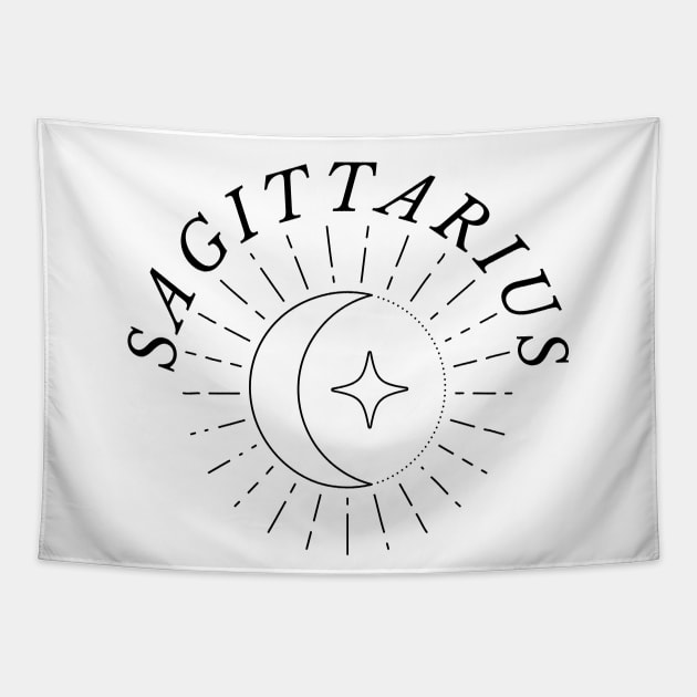 Sagittarius Sun Moon and Star Tapestry by Susy Maldonado illustrations