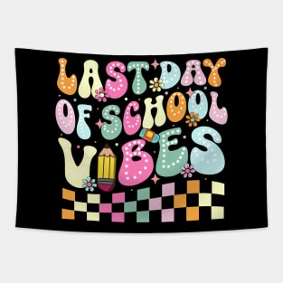 Last Day Of School Vibes Groovy Teacher Student Graduation Tapestry