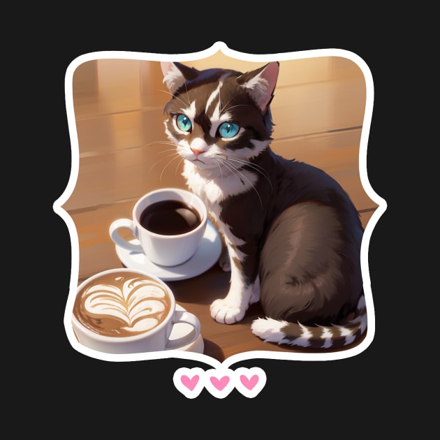 cat coffee lover by LycheeDesign