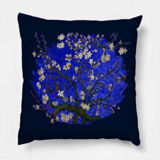 Van gogh abstract Daisy with Blue Background Pillow