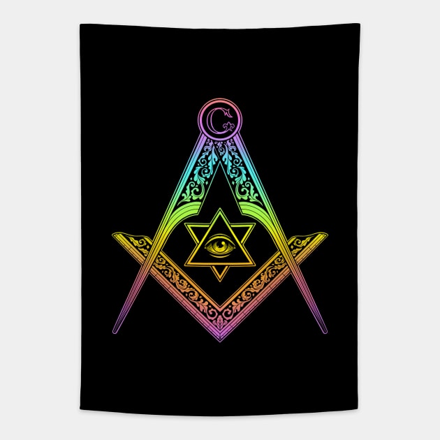 Freemason Square and Compass Tapestry by OccultOmaStore