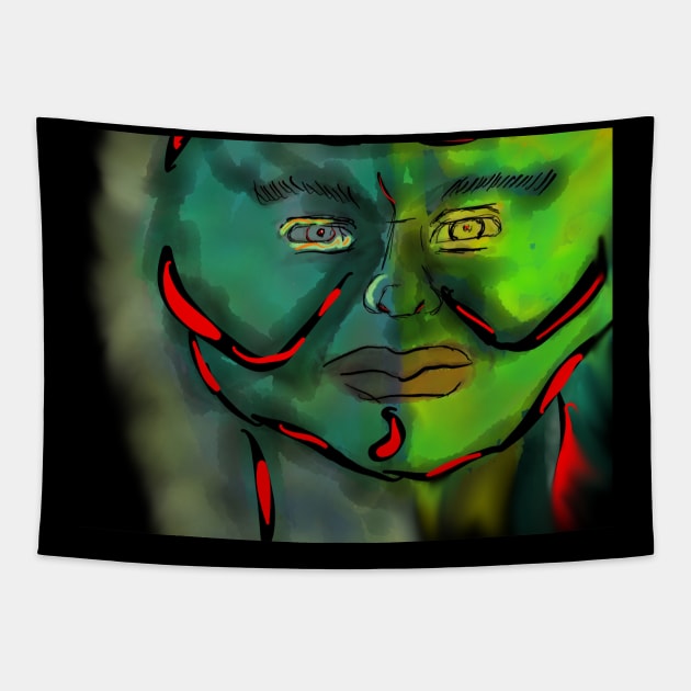 GreenMan Tapestry by MaxsubasArtStore