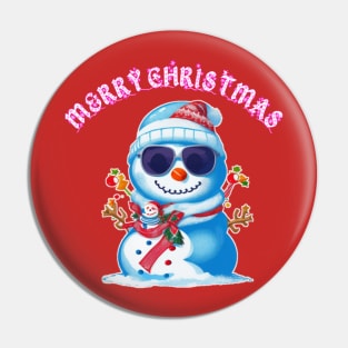 cute snowman wishing merry Christmas Pin