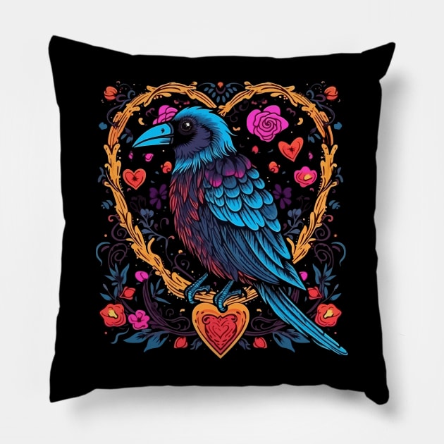 Crow Valentine Day Pillow by JH Mart