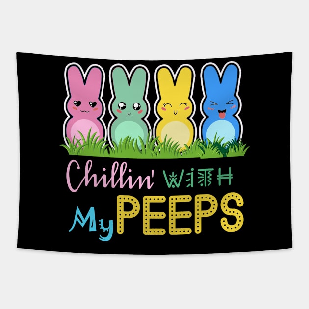 Chillin' With My Peeps Easter Bunny  April Fools Day Tapestry by CarleyMichaels