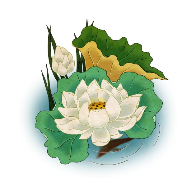 Minhwa: Lotus and Carp F Type (Korean traditional/folk art) by koreanfolkpaint