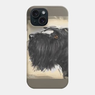 Contemporary Painting of a Black Schnauzer on a Beige Background Phone Case