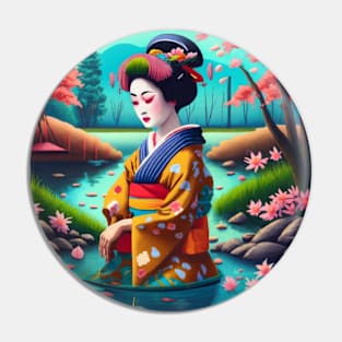 Ukiyo-e Kimono matsuri Japan Pin