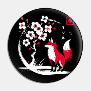 Minimalist Fox Ink Japanese Streetwear Novelty Retro Red Fox Pin