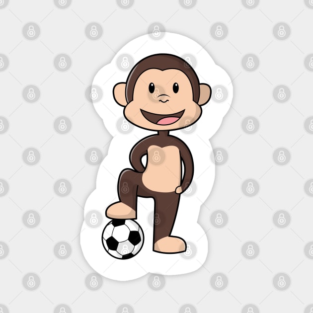 Monkey as Soccer player with Soccer ball Magnet by Markus Schnabel