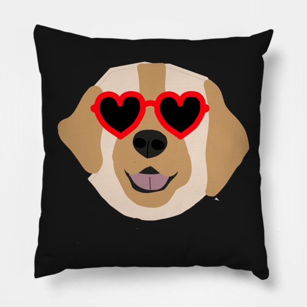 Dog with Heart Sunglasses Pillow by sydlarge18