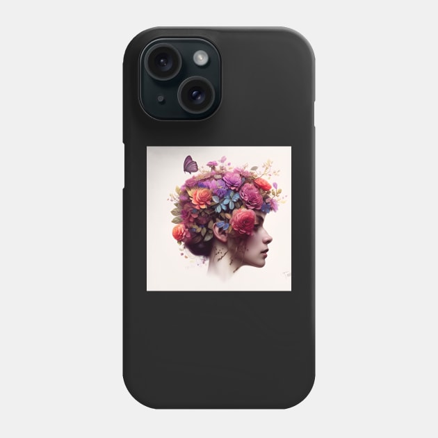 Beautiful flower hair girl Phone Case by Greenbubble