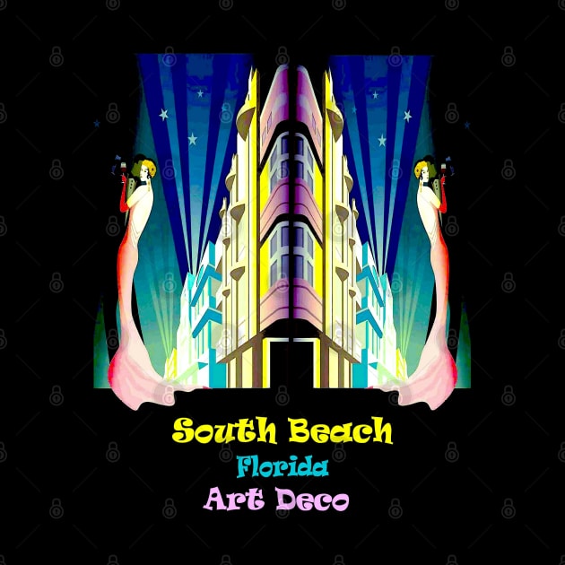 South Beach Miami Florida Art Deco Travel Advertising Print by posterbobs