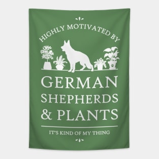 Highly Motivated by German Shepherds and Plants - V2 Tapestry