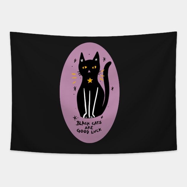 Black Cats Are Good Luck Tapestry by Msstorey