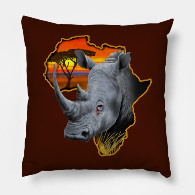 Rhino Tears Pillow by StephenBibbArt