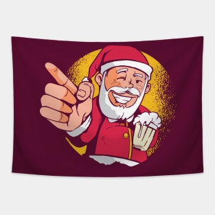 Cool Santa with Beer Tapestry