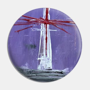 abstract red light in purple cloud on lighthouse Pin