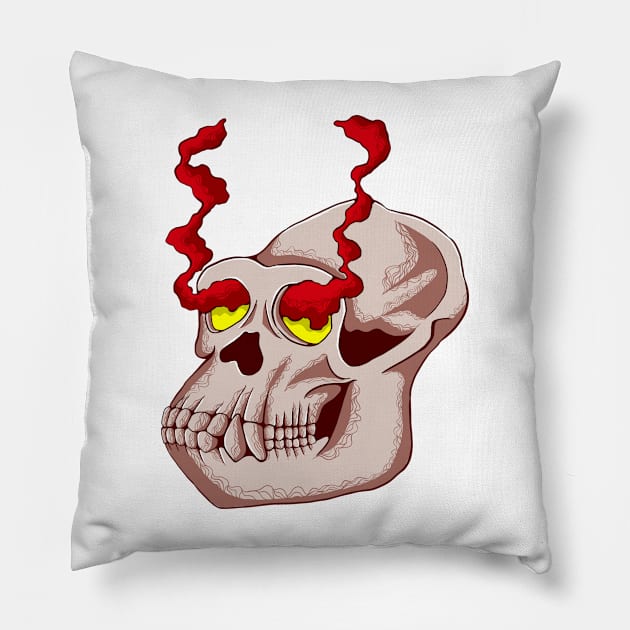 the monkey skull Pillow by rikiumart21