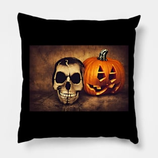 Halloween skull and pumpkin Pillow