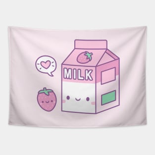 Cute Strawberry Milk Carton Tapestry