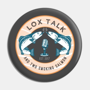 Lox Talk (and two smoking salmon) T-Shirt, reverse Pin