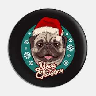 Cute Christmas Pug with Santa Hat Pin