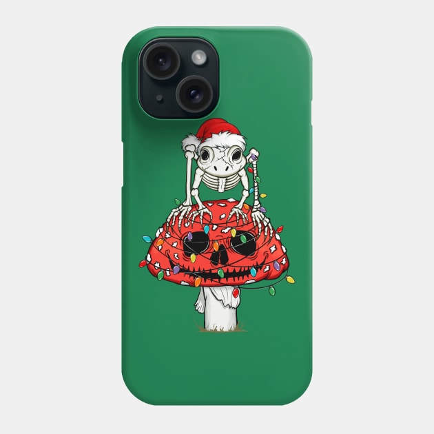 Holiday Cottagecore Skeleton Frog Skull Mushroom Goblincore Christmas Phone Case by August Design