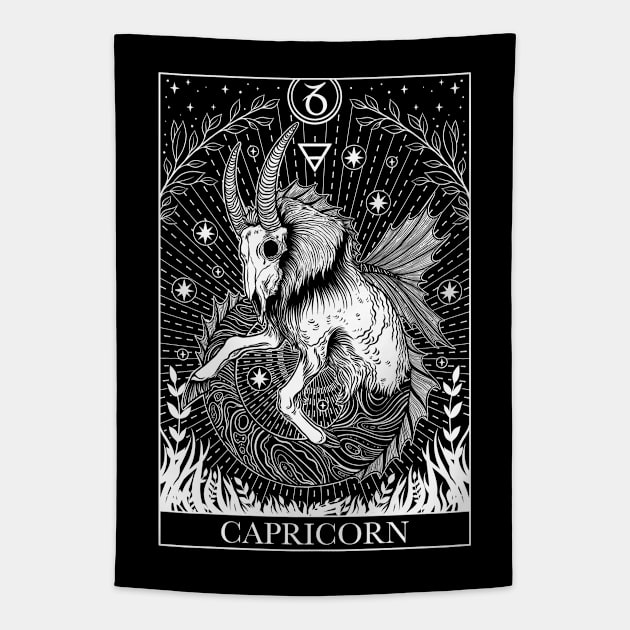 Zodiac sign tarot card Capricorn Tapestry by OccultOmaStore