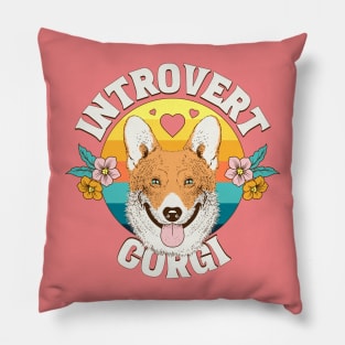 Introvert corgi dog puppy owner typography logo | Morcaworks Pillow