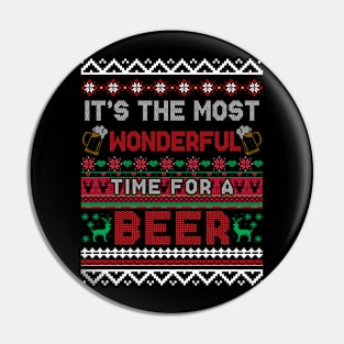 It's The Most Wonderful Time For A Beer Ugly Christmas Sweater Pin