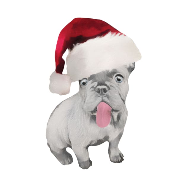 Funny French Bulldog In Santa Hat by NikkiBear67