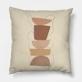 Boho Abstract Shape Tower Warm Toned  minimalist Print Pillow