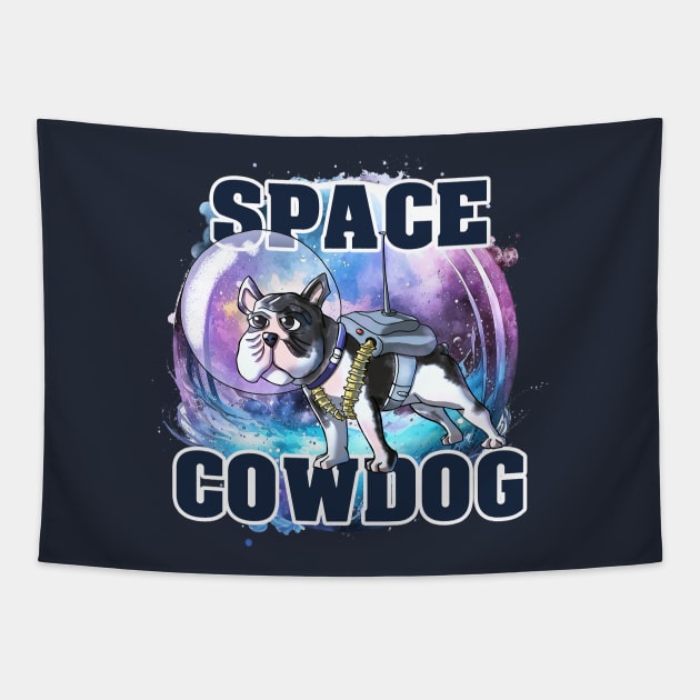 Space Cowdog Tapestry by leoceoldo