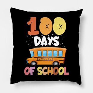 100 Days Of School Funny School Bus Kids Student Teacher Pillow