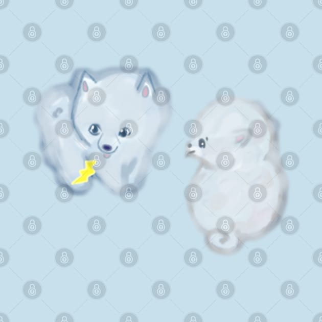 cloud pomeranians! by goblinbabe