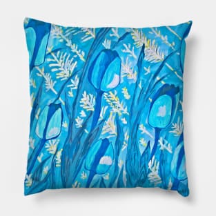 Blue tulips Pillow