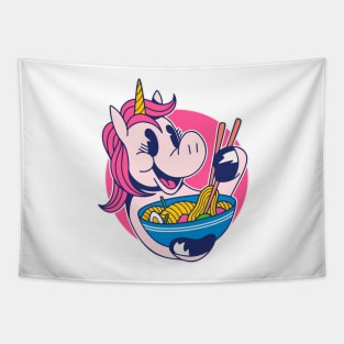 unicorn eating ramen Tapestry