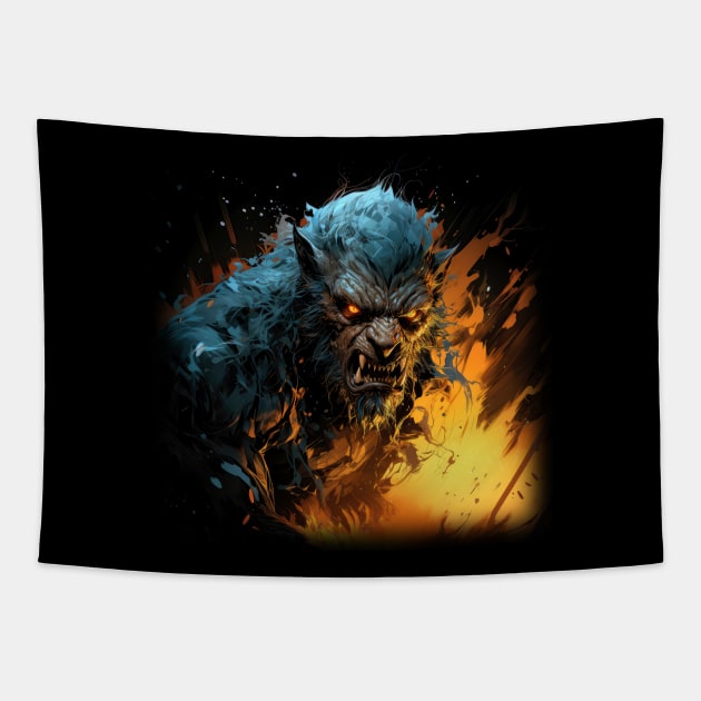 Angry Werewolf Tapestry by ZombieTeesEtc