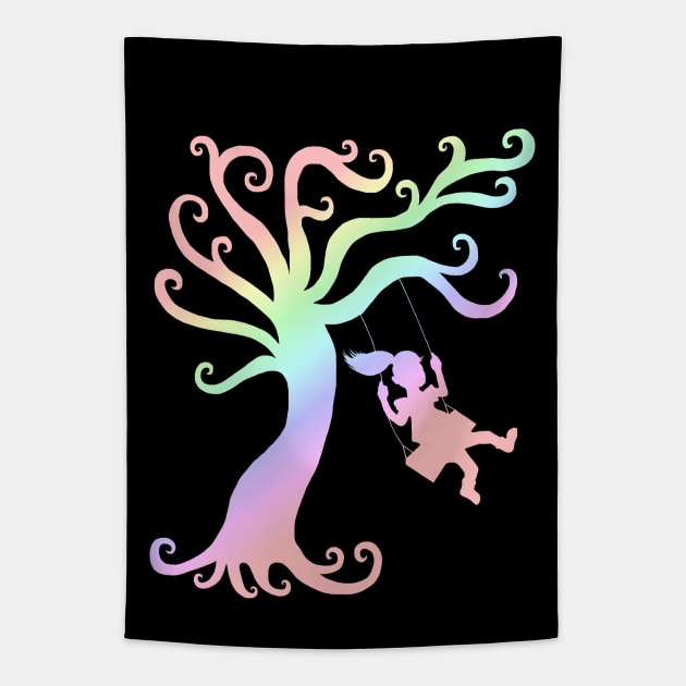 Whimsical Pastel Tree Silhouette Tapestry by Art by Deborah Camp