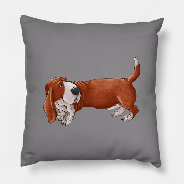 Cute long dog of breed Basset Hound. Pillow by kacia