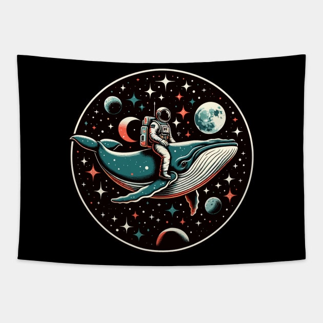 Astronaut riding a whale in outer space Tapestry by Art_Boys