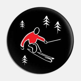 Skiing Illustration Pin