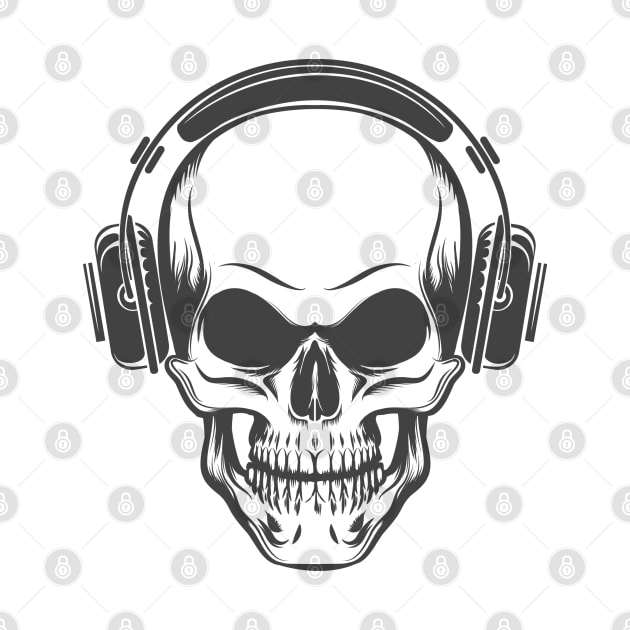 Skull with Headphones by devaleta